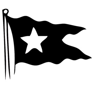 A black pennant with a white star